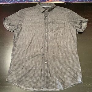 Marc Anthony Short Sleeve Button-Down Shirt in Gray Micro-Pattern